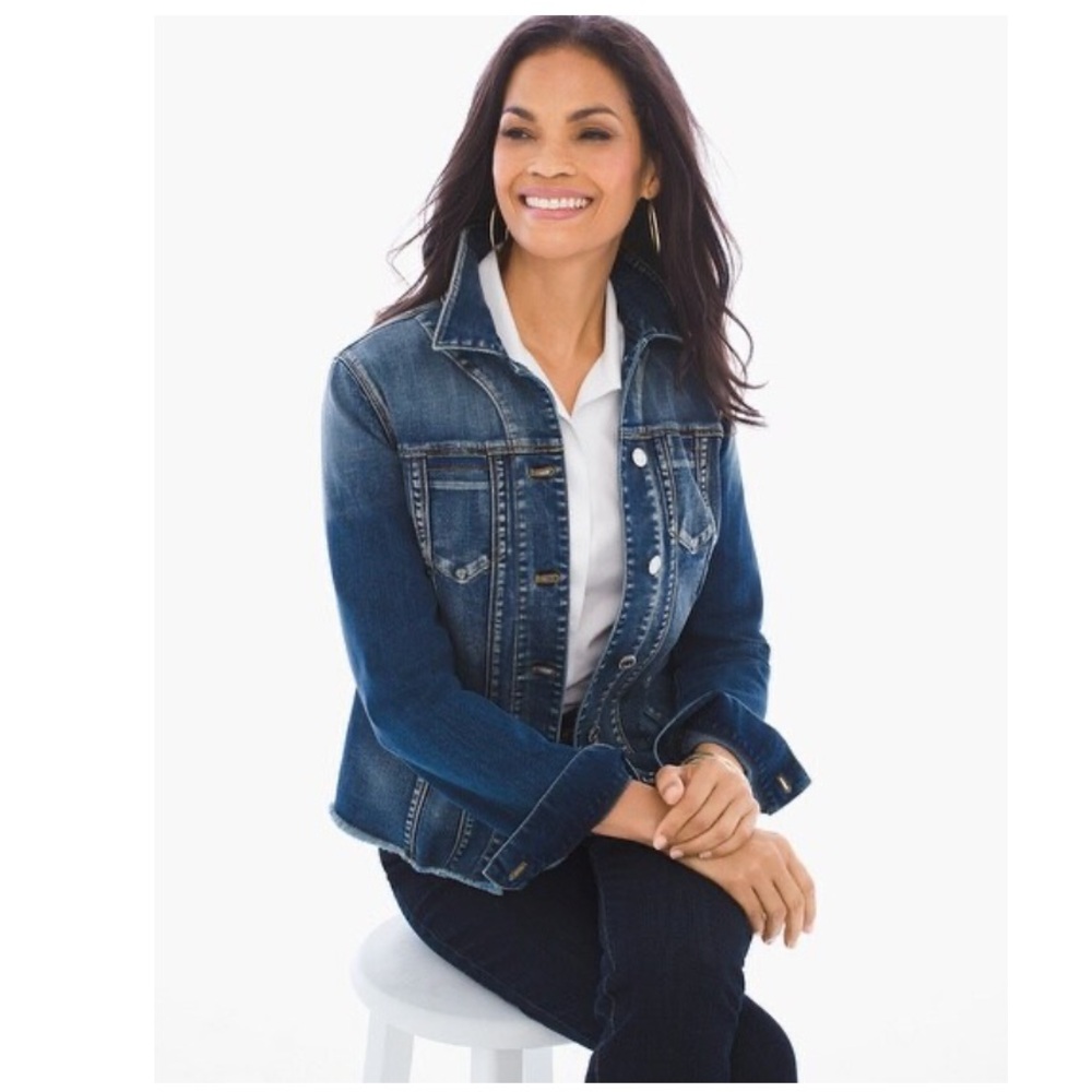 Chico’s Spring Basic Stretch Denim Long Sleeve Xs… - image 1